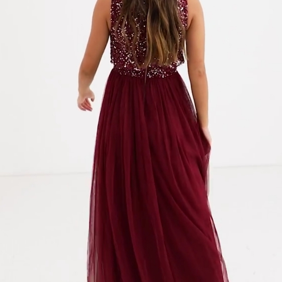 ASOS Maya Petite Bridesmaid delicate sequin 2 in 1 maxi dress - Picture 7 of 13